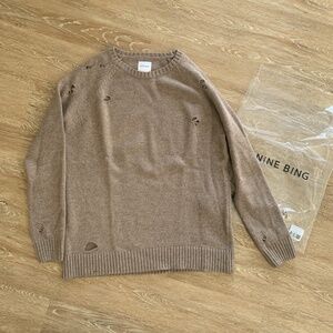 NEW Anine Bing  Distressed Knit Sweater in Taupe